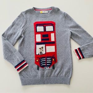 Mini Boden London Double Decker Bus Dog Graphic Crew Sweater 8-9